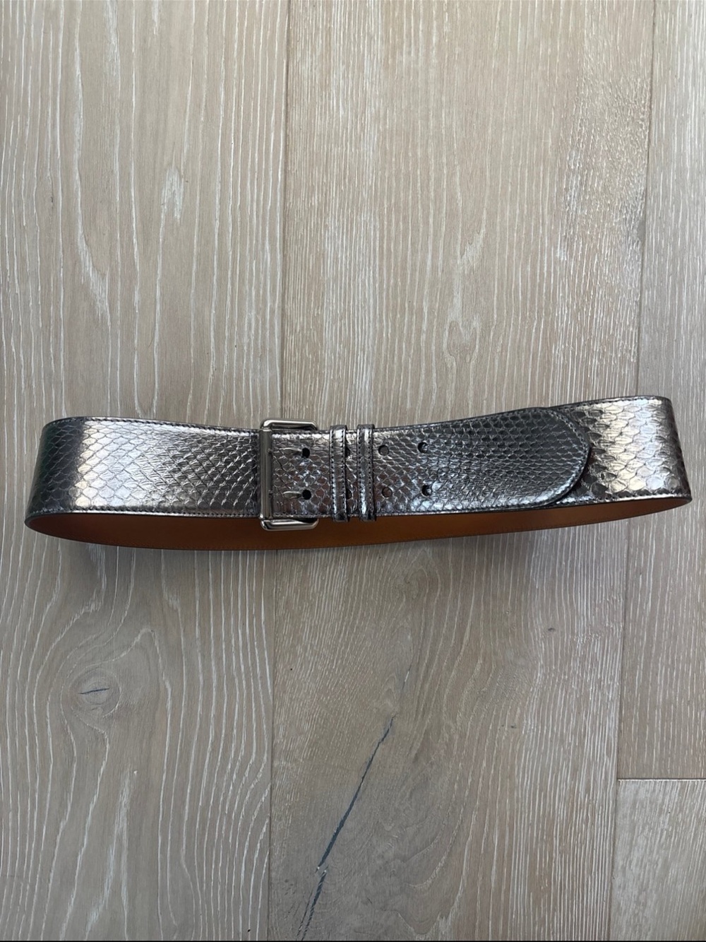 Ralph Lauren Metallic Silver Textured Belt